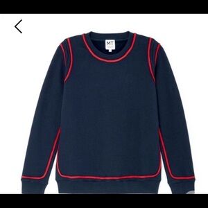 MT Womens Dark Blue Crewneck Sweater with Red Trim